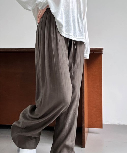 ARGO TOKYO(アルゴトウキョウ)/Wrinkle Processing Easy Wide Pants 22100　皺加工イージーワイドパンツ　ワイドパンツ　イージーパンツ　ロングパンツ　ウエス/img11