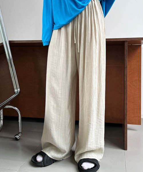 ARGO TOKYO(アルゴトウキョウ)/Wrinkle Processing Easy Wide Pants 22100　皺加工イージーワイドパンツ　ワイドパンツ　イージーパンツ　ロングパンツ　ウエス/img24