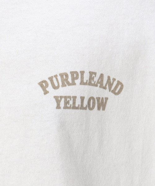 Purple & Yellow(パープル＆イエロー)/ロゴプリント ロングラウンド 長袖リンガーＴシャツ/img20