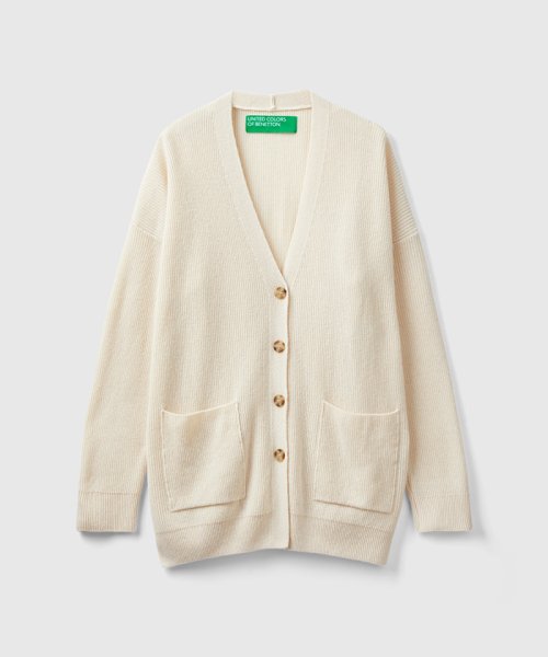 BENETTON (women)(ベネトン（レディース）)/ポケット付きVネックリブニットオーバーサイズカーディガン/img25