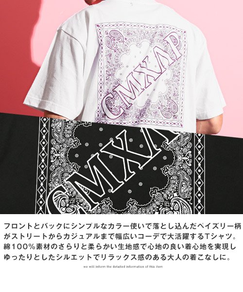 LUXSTYLE(ラグスタイル)/CMXAP(クマアピ)ペイズリー半袖Tシャツ/Tシャツ メンズ レディース 半袖 ペイズリー バンダナ柄 バックプリント ロゴ/img17