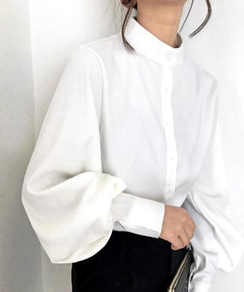 SEU(エスイイユウ)/スタンドカラーボリュームスリーブブラウス ゆったり オーバーサイズ 体型カバー 韓国ファッション/img06