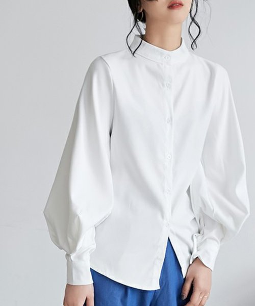 SEU(エスイイユウ)/スタンドカラーボリュームスリーブブラウス ゆったり オーバーサイズ 体型カバー 韓国ファッション/img15