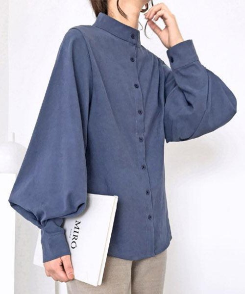SEU(エスイイユウ)/スタンドカラーボリュームスリーブブラウス ゆったり オーバーサイズ 体型カバー 韓国ファッション/img28