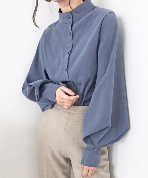 SEU(エスイイユウ)/スタンドカラーボリュームスリーブブラウス ゆったり オーバーサイズ 体型カバー 韓国ファッション/img30