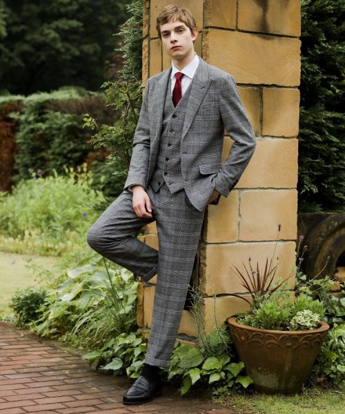 【セットアップ可】ウォームストレッチ グレンチェック SET UP ジャケット 品番：086