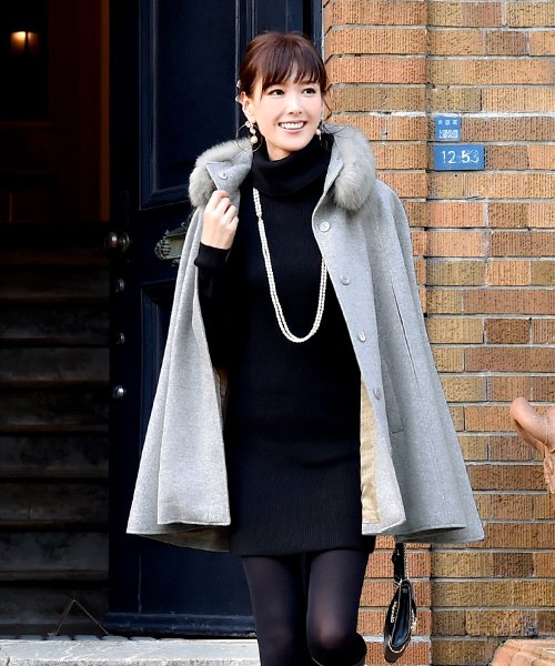 フォックスファー付きケープコート(K484) フォックスファー付きケープコート(K484) TM2138226844(16445円)