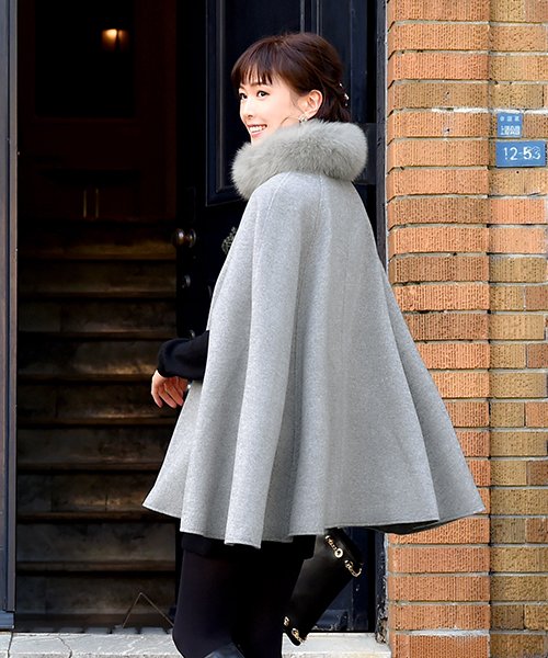 フォックスファー付きケープコート(K484) フォックスファー付きケープコート(K484) TM2138226844(16445円)