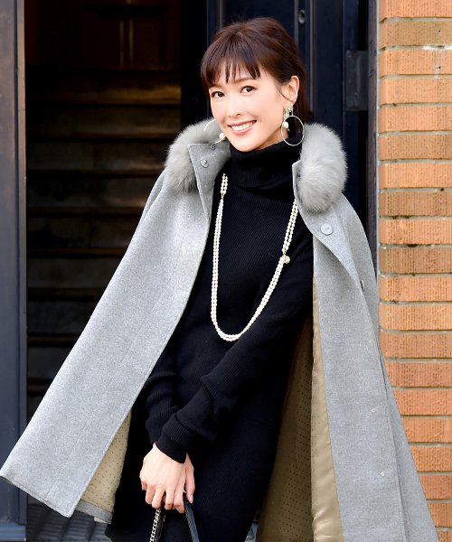 フォックスファー付きケープコート(K484) フォックスファー付きケープコート(K484) TM2138226844(16445円)