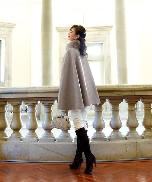 フォックスファー付きケープコート(K484) フォックスファー付きケープコート(K484) TM2138226844(16445円)