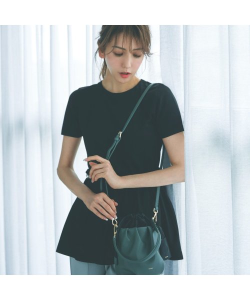 PADMA(パドマ)/パドマ PADMA ショルダーバッグ ポシェット ミニ レディース 斜めがけ 巾着 キーチャーム付き MINI SHOULDER BAG ブラック アイボリー /img05