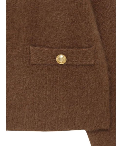 ラクーンブレンドノーカラーニットジャケット 