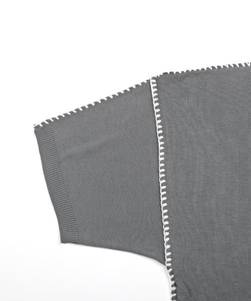 LUXSTYLE(ラグスタイル)/ハンドステッチクルーネック半袖ニット/ニット メンズ ニットソー 半袖 セーター ステッチ/img14