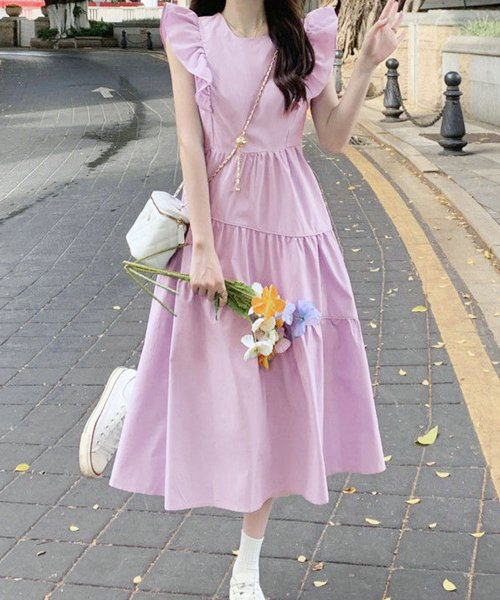 サマーワンピース 韓国ファッション 10代 20代 30代 可愛い 脚長効果 デート ギャザー ティアード フリル袖 カジュアル きれいめ Aライン 人気・おすすめ｜安定人気・収納便利におすすめ 期間限定割引 配送追跡可 国内発送・メーカー保証対応
