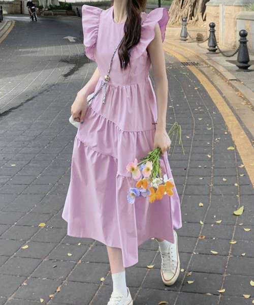 サマーワンピース 韓国ファッション 10代 20代 30代 可愛い 脚長効果 デート ギャザー ティアード フリル袖 カジュアル きれいめ Aライン 人気・おすすめ｜安定人気・収納便利におすすめ 期間限定割引 配送追跡可 国内発送・メーカー保証対応