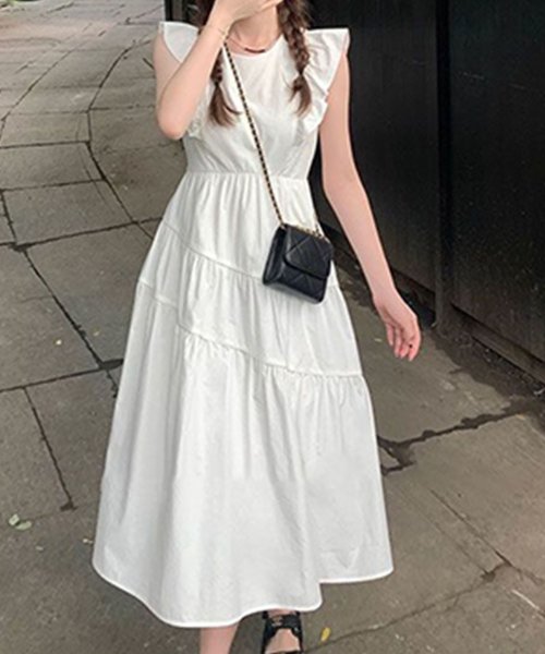 サマーワンピース 韓国ファッション 10代 20代 30代 可愛い 脚長効果 デート ギャザー ティアード フリル袖 カジュアル きれいめ Aライン 人気・おすすめ｜安定人気・収納便利におすすめ 期間限定割引 配送追跡可 国内発送・メーカー保証対応