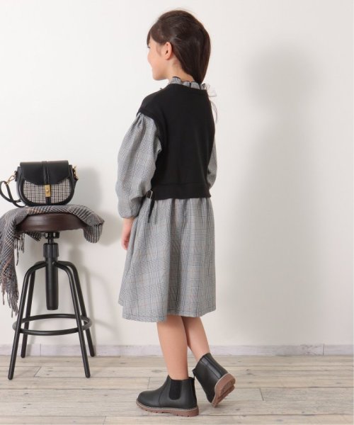 ikka kids(イッカ　キッズ)/フリルネックレイヤードッキングワンピース（120〜160cm）/img11