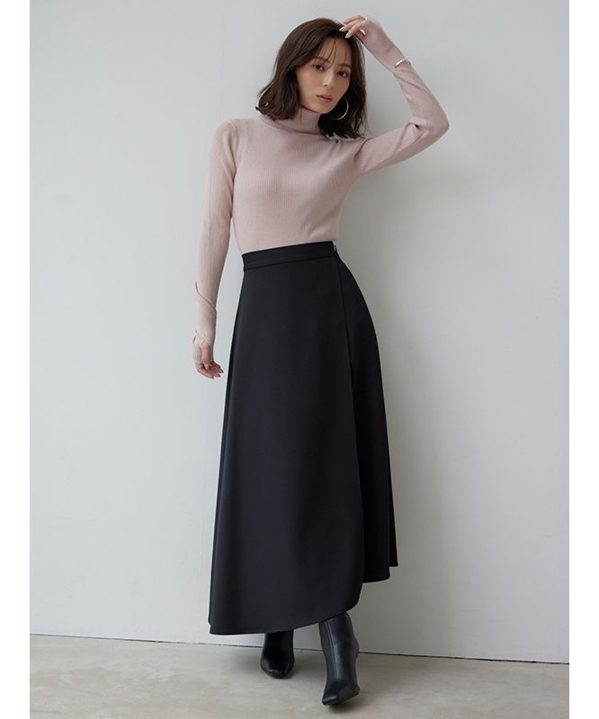 アニュアンス アシンメトリーレイヤードスカート ロング ブラック S アニュアンス anuans アシンメトリーレイヤードスカート （BLACK