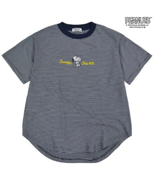  PEANUTS( ピーナッツ)/スヌーピー Tシャツ トップス 半袖 刺繍 ボーダー SNOOPY PEANUTS B－杢グレー  LL/img04