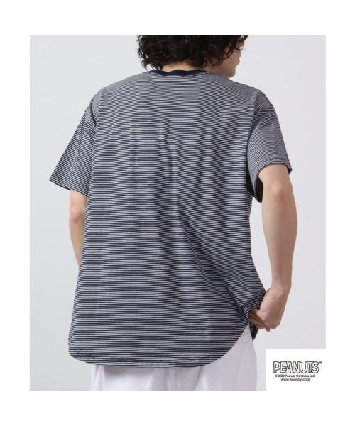  PEANUTS( ピーナッツ)/スヌーピー Tシャツ トップス 半袖 刺繍 ボーダー SNOOPY PEANUTS B－杢グレー  LL/img12