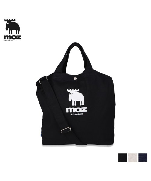 moz(モズ)/moz モズ トートバッグ ショルダー メンズ レディース キャンバス 斜めがけ B4サイズ対応 軽量 TOTE SHOULDER BAG ブラックホワイト ネ/img01