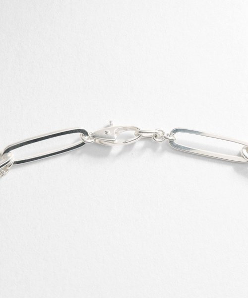 シルバー ミックスチェーン フラットカーブ スルー ネックレス 