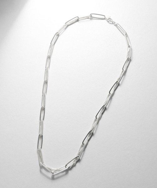 シルバー ミックスチェーン フラットカーブ スルー ネックレス 