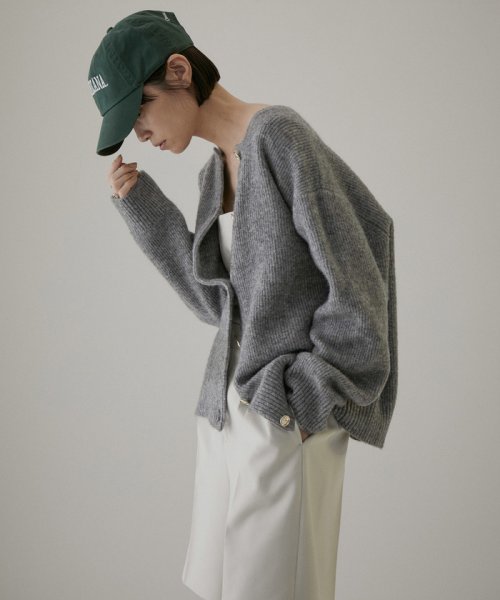 【WEB限定】2WAYメタルボタンモヘヤシャギーカーディガン 