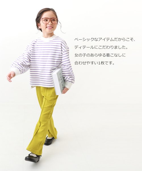 devirock(デビロック)/ガールズ ゆるっとボーダー 長袖Tシャツ 子供服 キッズ 女の子 トップス 長袖Tシャツ ロンT 綿100% 吸汗/img02