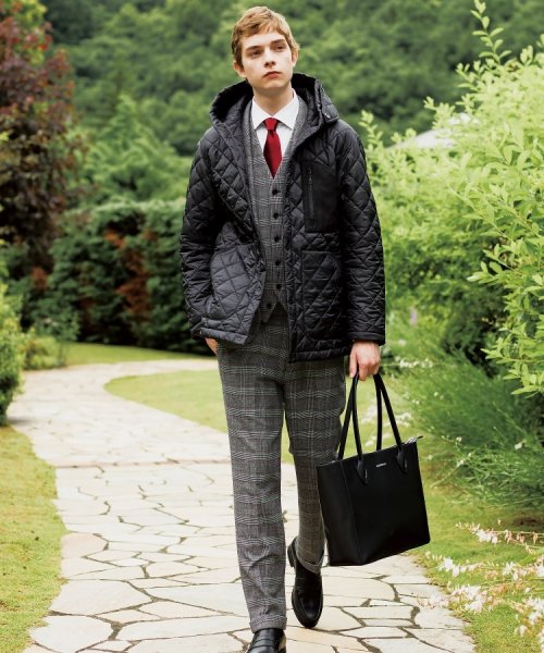 【セットアップ可】ウォームストレッチ グレンチェック SET UP ジャケット 品番：086