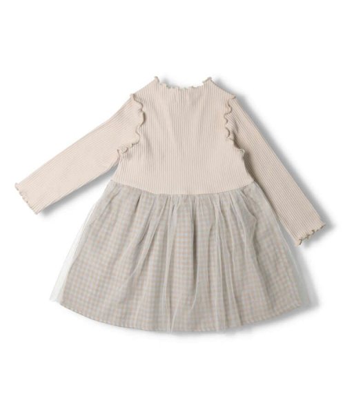 Kids Zoo(キッズズー)/【子供服】 kid´s zoo (キッズズー) チェックスカートチュール切替長袖ワンピース 80cm～130cm W60301/img02