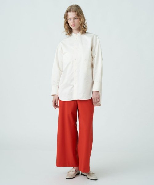 セール】ウールポリエステルストレッチ ワイドクロップドパンツ  