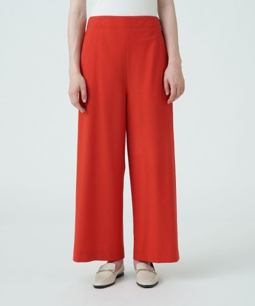セール】ウールポリエステルストレッチ ワイドクロップドパンツ  
