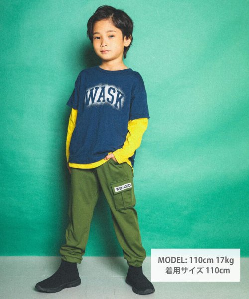 WASK(ワスク)/ロゴプリントデニムポケットリバーシブルTシャツ(100~160cm)/img01
