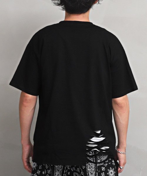 LUXSTYLE(ラグスタイル)/ダメージ加工半袖Tシャツ/Tシャツ メンズ レディース 半袖 ダメージ 穴あき ゆったり トップス カットソー/img01
