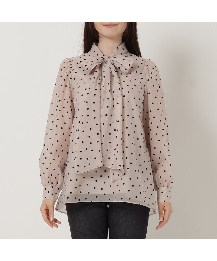 フロッキードットビッグリボンブラウス(505488915)｜阪急百貨店公式