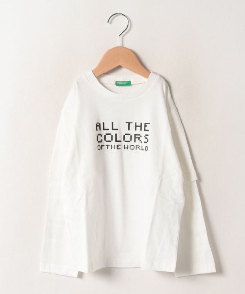 BENETTON (UNITED COLORS OF BENETTON BOYS)(ユナイテッド　カラーズ　オブ　ベネトン　ボーイズ)/キッズフェイクレイヤードフロントプリント長袖Tシャツ・カットソーB/img01