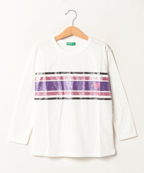 BENETTON (UNITED COLORS OF BENETTON GIRLS)(ユナイテッド　カラーズ　オブ　ベネトン　ガールズ)/キッズフロントグリッタープリント長袖Tシャツ・カットソーG/img01