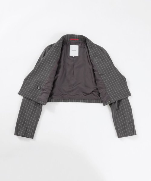 【ドラマ着用商品】ボックスクロップドジャケット 裏地 表地 ブラウン