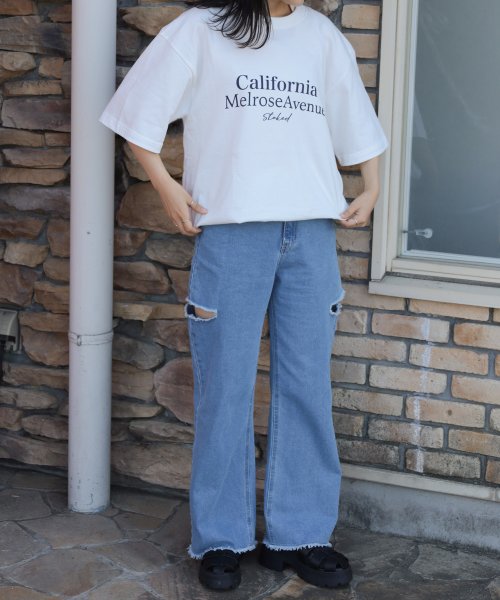 make a ray(make a ray)/【make a ray！別注】シンプル カレッジロゴ California/Charmant プリントTシャツ/半袖T/ビッグシルエット/img35