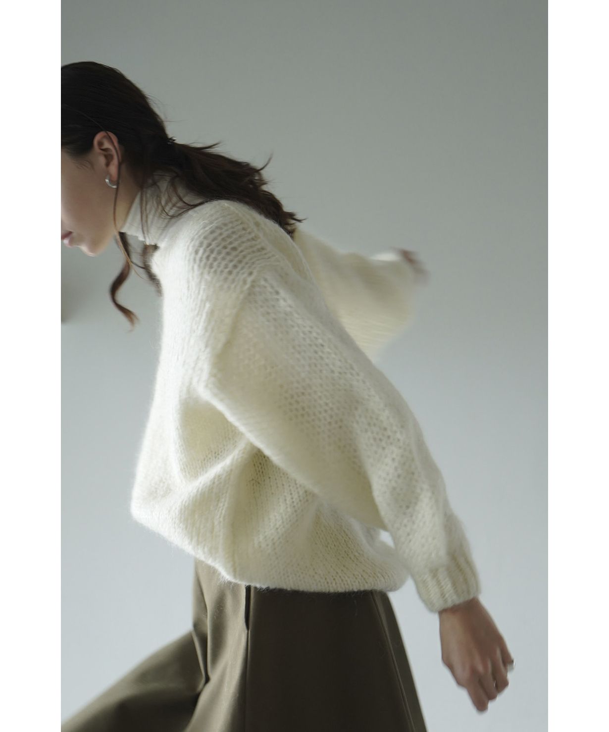 限定ピンクサイズHALF SHEER LOOSE MOHAIR KNIT TOPS 限定ピンク