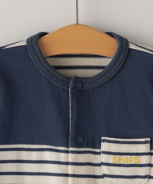 SHIPS KIDS(シップスキッズ)/SHIPS KIDS:70～80cm / オーガニック コットン ボーダー ロンパース/img09