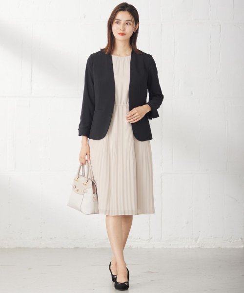 【セットアップ可】セレモニーダブルクロス カラーレスジャケット シアーチェックノーカラージャケット UOI1259222063(9685円)