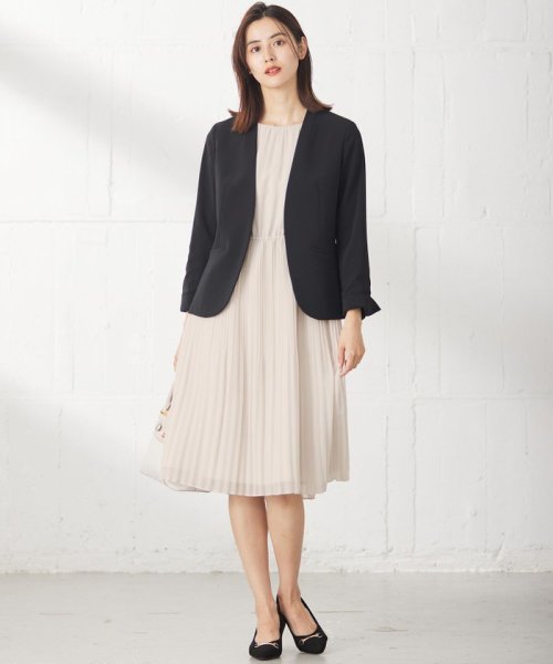 【セットアップ可】セレモニーダブルクロス カラーレスジャケット シアーチェックノーカラージャケット UOI1259222063(9685円)