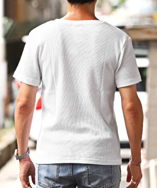 LUXSTYLE(ラグスタイル)/サーマルワッフルVネックTシャツ/Tシャツ メンズ 半袖 Vネック ワッフル サーマル トップス カットソー/img01