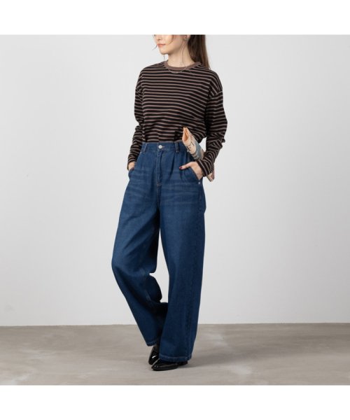 MAC HOUSE(women)(マックハウス（レディース）)/NAVY ネイビー GOOD STYLE JEANS タックワイドパンツ 141323410/img03