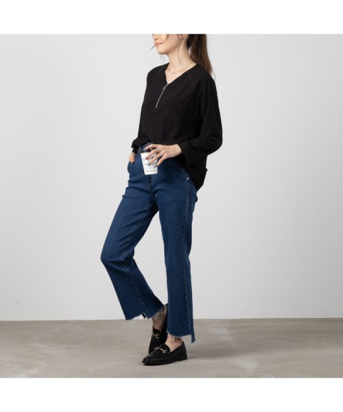 MAC HOUSE(women)(マックハウス（レディース）)/NAVY ネイビー GOOD STYLE JEANS 裾フリンジセミフレアパンツ 141323408/img03