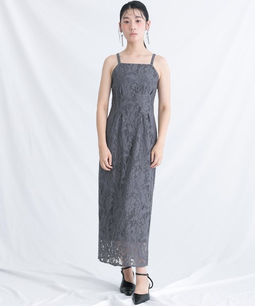 メロンネットトップス×レースキャミワンピース 