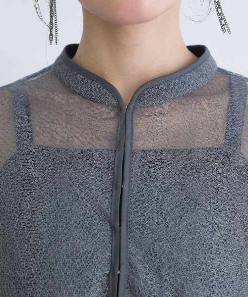 メロンネットトップス×レースキャミワンピース 