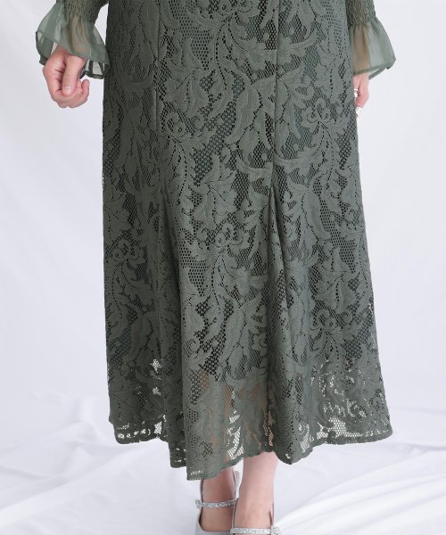 レース×オーガンジー切り替えワンピース 